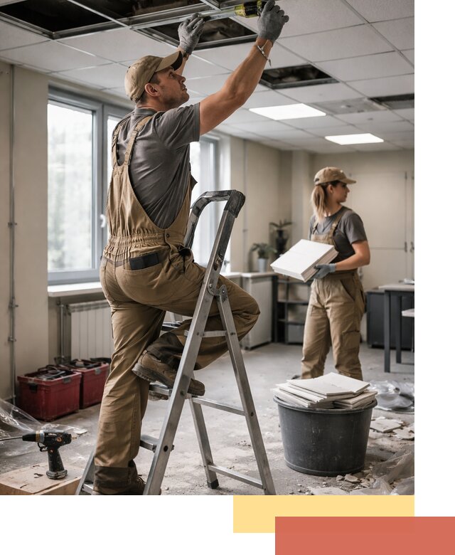 Ремонт потолка Армстронг и замена плит в Чебоксарах