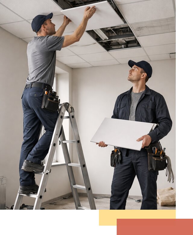 Обслуживание подвесного потолка в Чебоксарах — ремонт и чистка