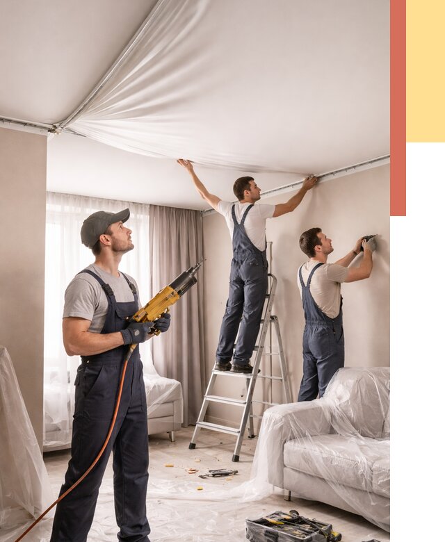 Установка натяжного потолка в Чебоксарах от 4628 руб. | Быстро и недорого — ОТДЕЛОЧНИК-Чбк