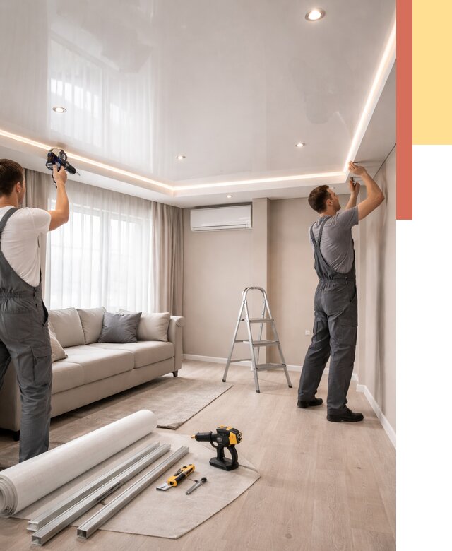 Монтаж глянцевого натяжного потолка в Чебоксарах от 771 руб. под ключ | ОТДЕЛОЧНИК-Чбк