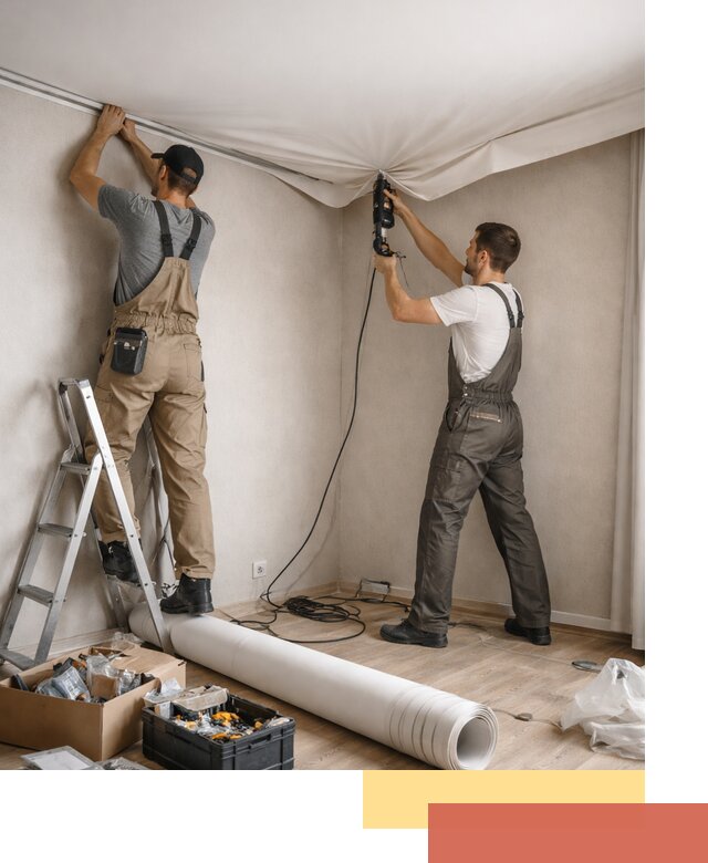 Монтаж цветного натяжного потолка в Чебоксарах за один день