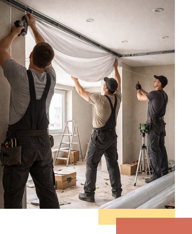 Монтаж парящего натяжного потолка под ключ в Чебоксарах