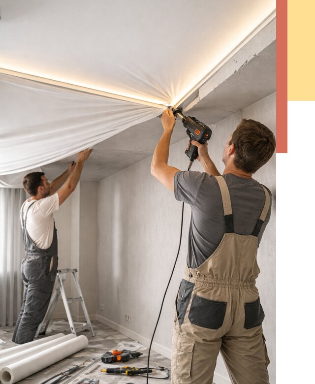 Монтаж натяжного потолка с подсветкой в Чебоксарах от 977 руб. | ОТДЕЛОЧНИК-Чбк