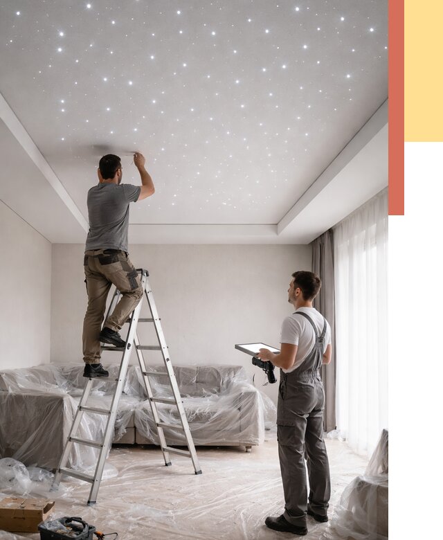 Монтаж натяжного потолка «звездное небо» в Чебоксарах от 6685 руб. | ОТДЕЛОЧНИК-Чбк