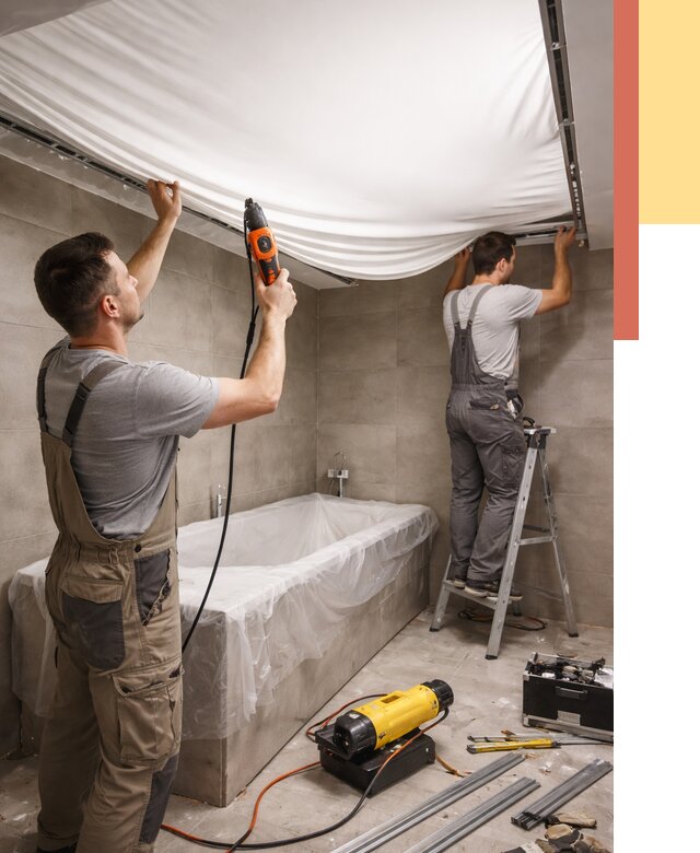 Монтаж натяжного потолка в ванной в Чебоксарах от 1234 руб. под ключ | ОТДЕЛОЧНИК-Чбк