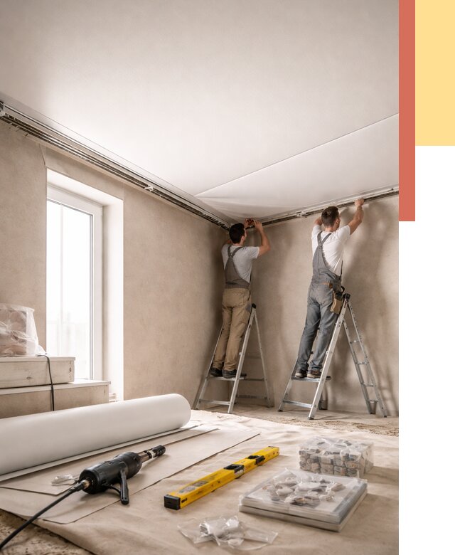 Монтаж натяжного потолка в спальне в Чебоксарах от 3908 руб. под ключ | ОТДЕЛОЧНИК-Чбк