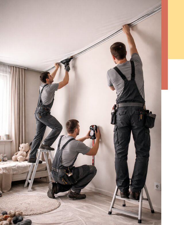 Монтаж натяжного потолка в детской в Чебоксарах от 3599 руб. — быстро и недорого | ОТДЕЛОЧНИК-Чбк