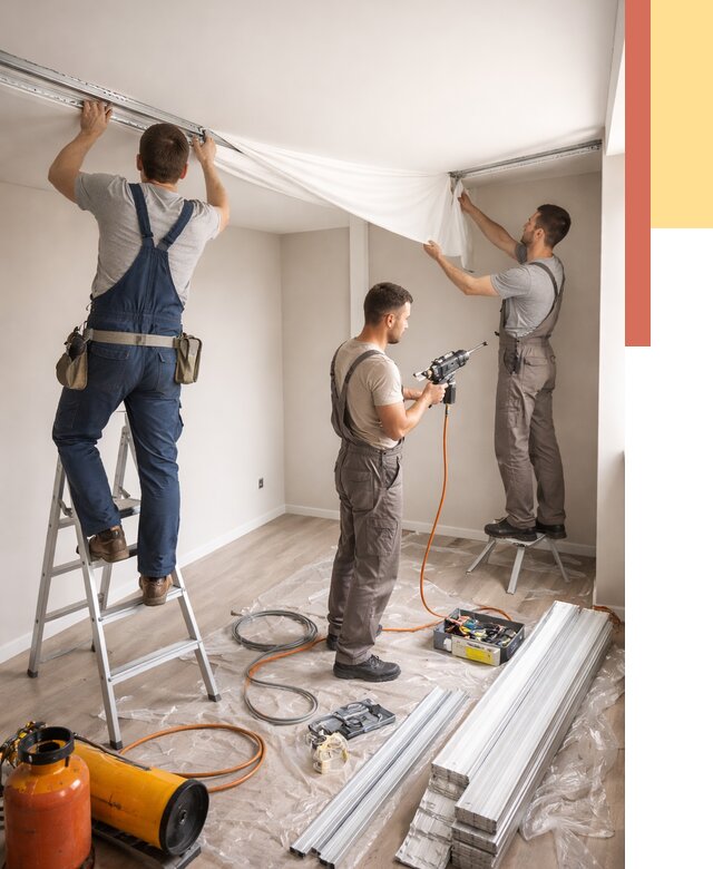 Монтаж натяжного потолка в студии в Чебоксарах от 5656 руб. — быстро и недорого | ОТДЕЛОЧНИК-Чбк