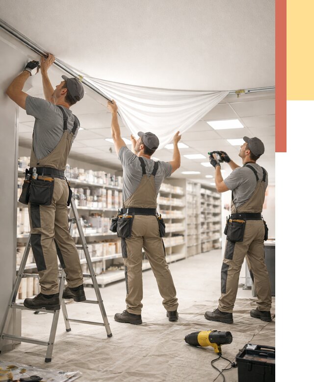 Монтаж натяжного потолка в магазине в Чебоксарах от 4628 руб. быстро и недорого | ОТДЕЛОЧНИК-Чбк