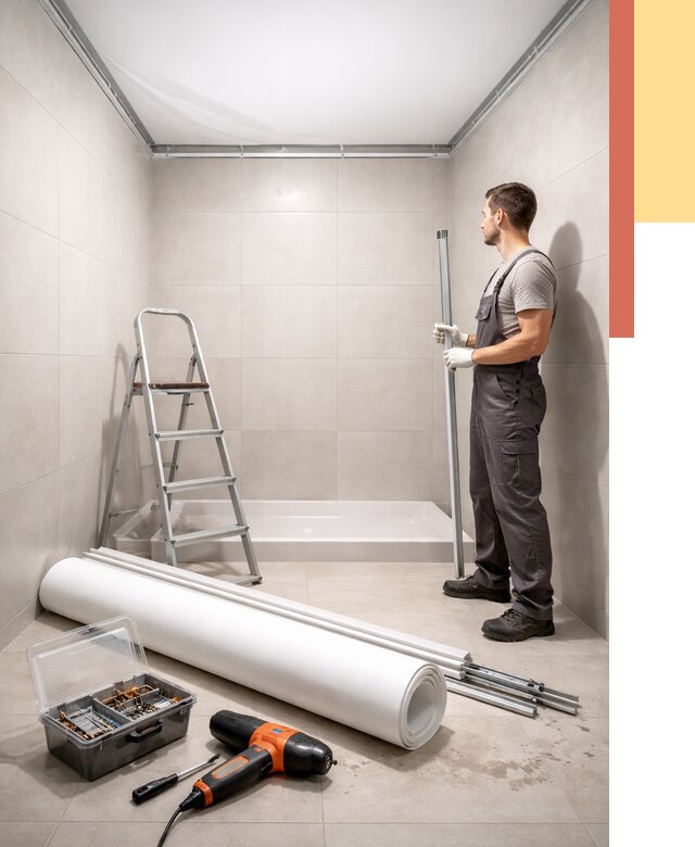 Монтаж натяжного потолка в санузле в Чебоксарах от 1903 руб. — ОТДЕЛОЧНИК-Чбк