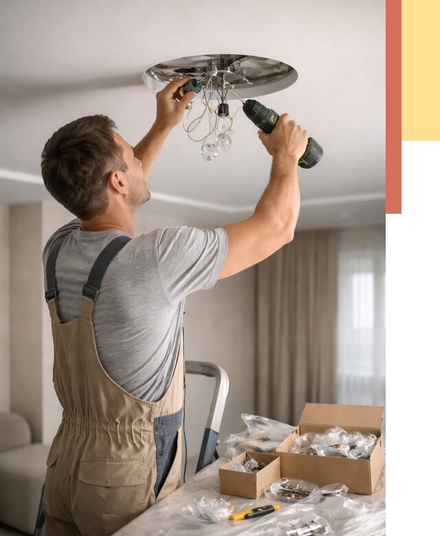 Установка люстры в натяжной потолок в Чебоксарах от 1234 руб. | Быстро и недорого — ОТДЕЛОЧНИК-Чбк