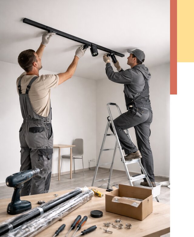 Установка трековых светильников в натяжной потолок в Чебоксарах от 4319 руб. | ОТДЕЛОЧНИК-Чбк