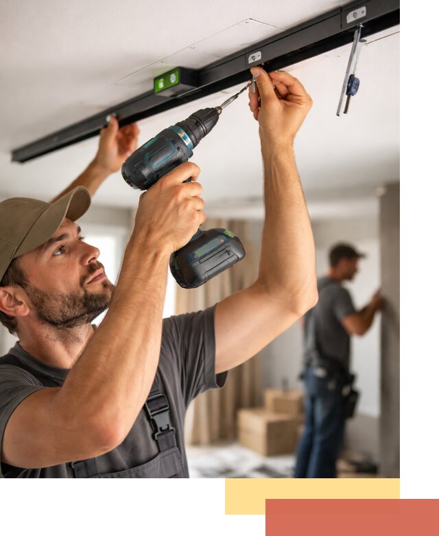 Установка трековых светильников в натяжной потолок в Чебоксарах