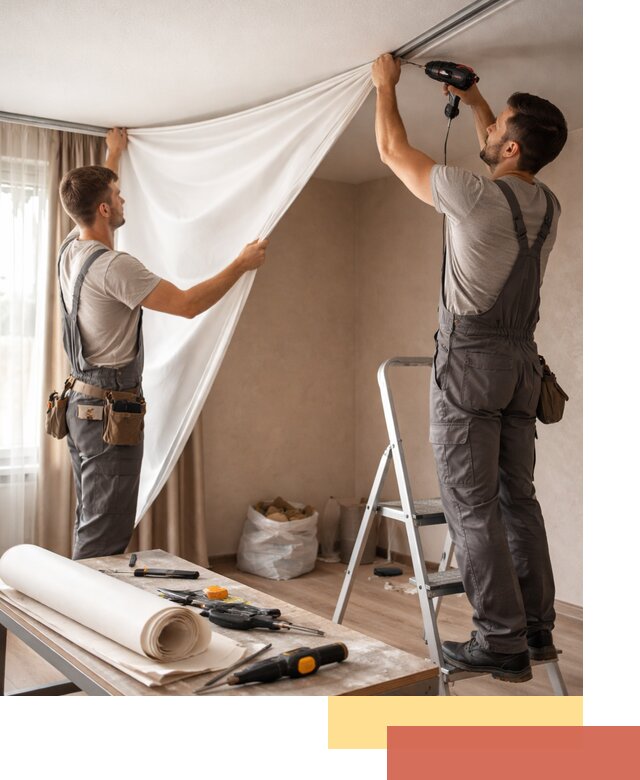 Замена полотна натяжного потолка в Чебоксарах быстро и качественно