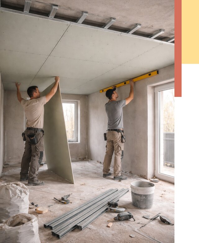 Одноуровневый потолок из гипсокартона в Чебоксарах от 771 руб. — монтаж под ключ | ОТДЕЛОЧНИК-Чбк