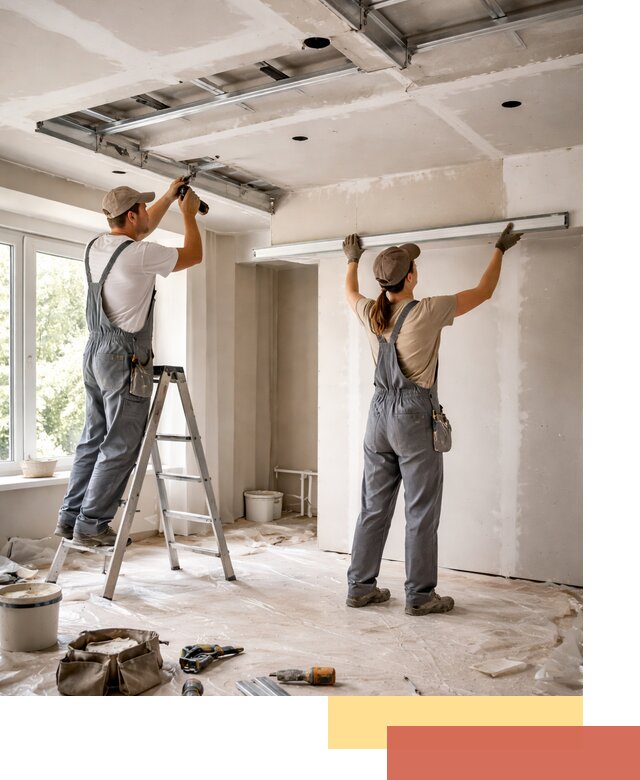 Монтаж многоуровневого потолка из гипсокартона в Чебоксарах