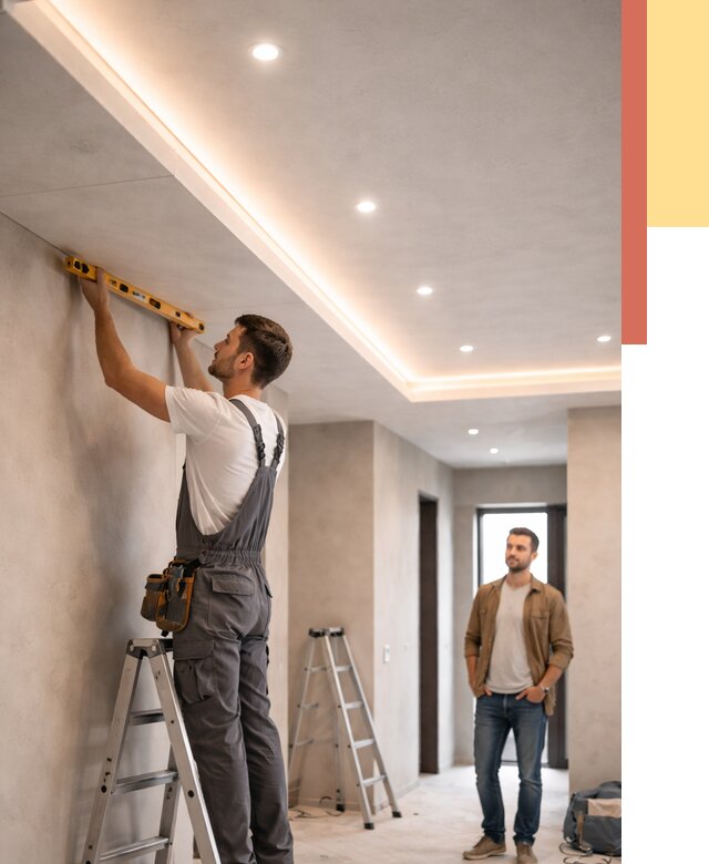 Потолок из гипсокартона с подсветкой в Чебоксарах от 771 руб./м2 под ключ | ОТДЕЛОЧНИК-Чбк