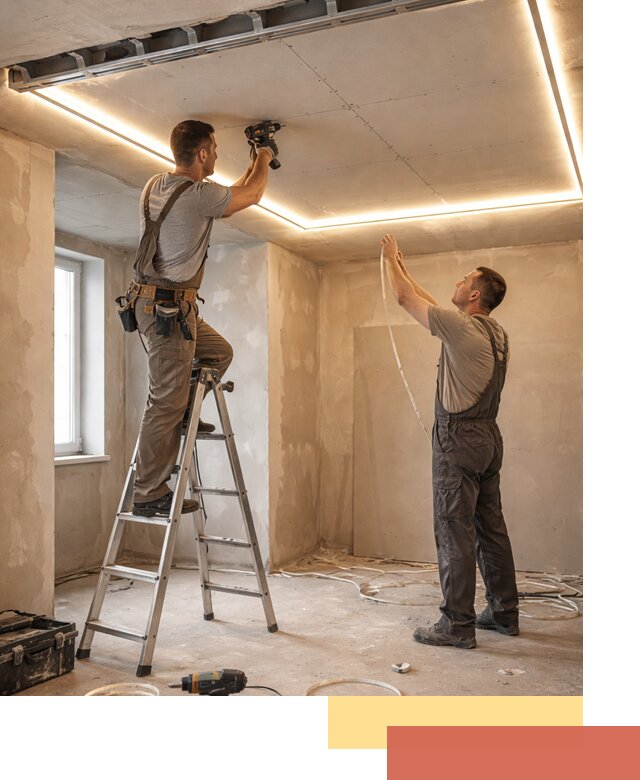 Потолок из гипсокартона с подсветкой в Чебоксарах