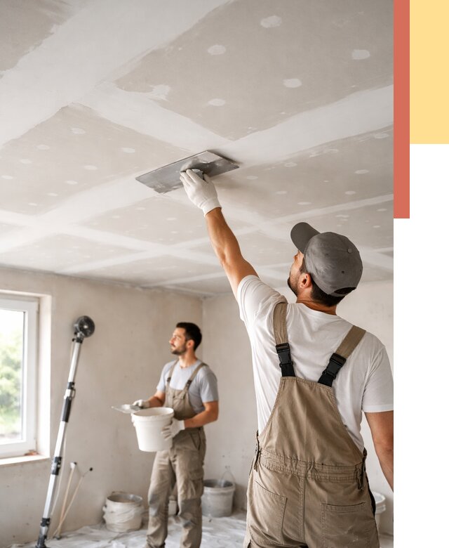 Шпаклевка потолка из гипсокартона в Чебоксарах от 3291 руб./м2 — услуги под ключ | ОТДЕЛОЧНИК-Чбк