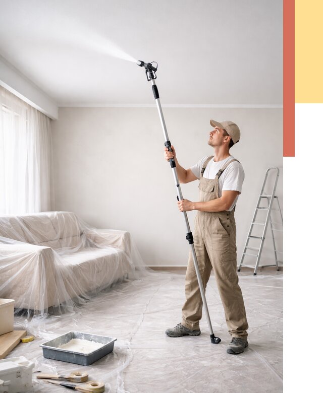 Покраска потолка краскопультом в Чебоксарах от 4628 руб. быстро и недорого | ОТДЕЛОЧНИК-Чбк