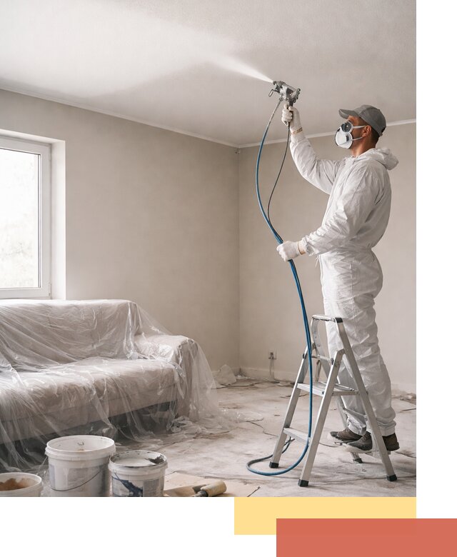 Покраска потолка краскопультом в Чебоксарах быстро и качественно